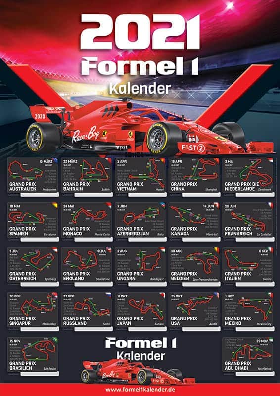 F1 Kalender 2021 Tijden