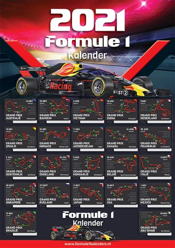Formule 1 Kalender 2021 Nederlandse Tijd Formula1calendars Com Calendar Overview Formula 1 Race On A Poster