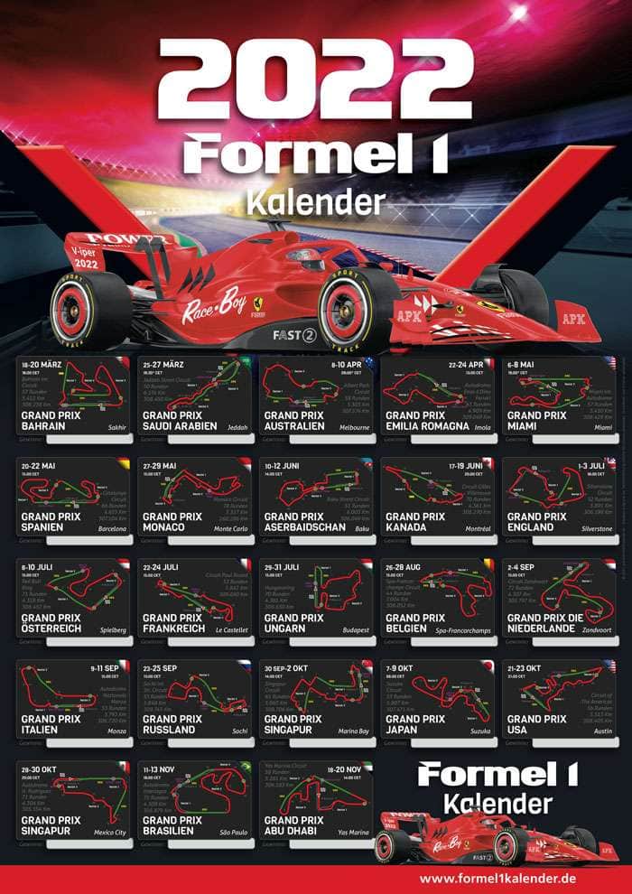 Automatisch pijpleiding Mysterie Formule1kalenders | Poster F1 kalender met starttijden en circuitinfo