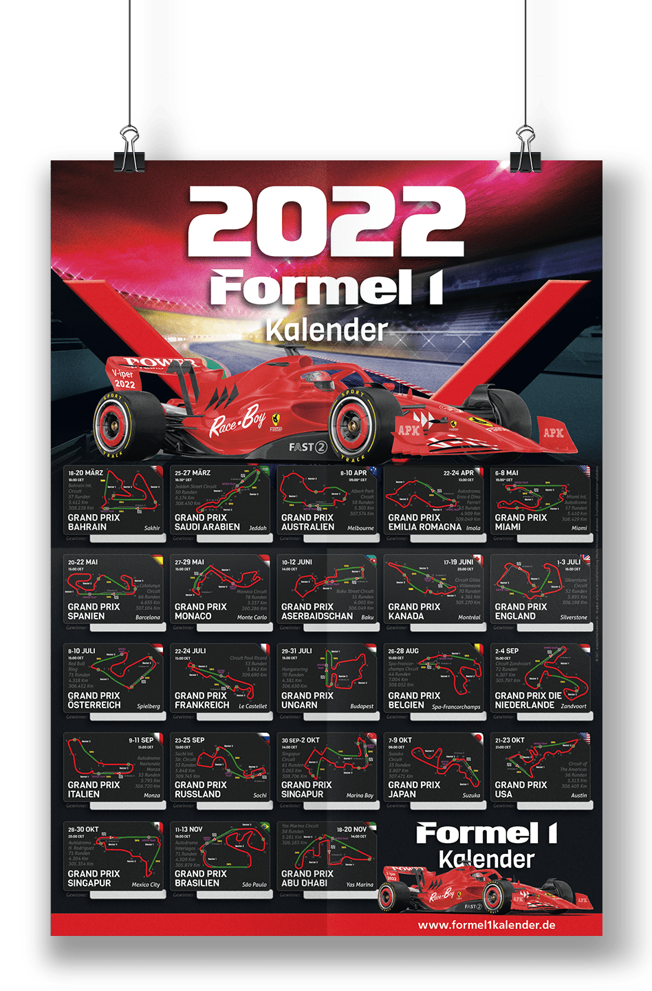 Startzeiten-Formel1-Termine-Poster