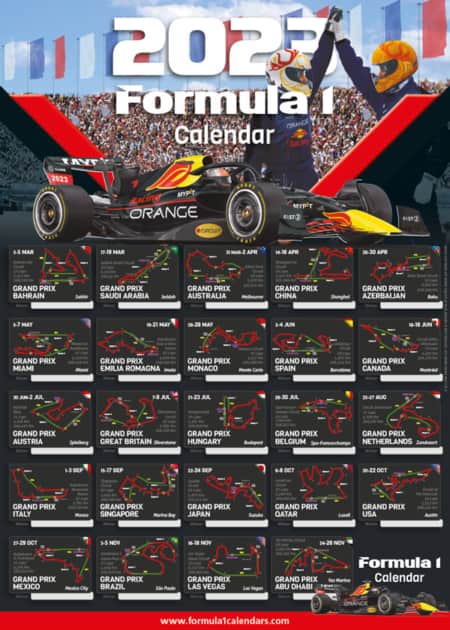 Formel1kalender.de  Kalender übersicht Formel 1 Rennen posterplakat